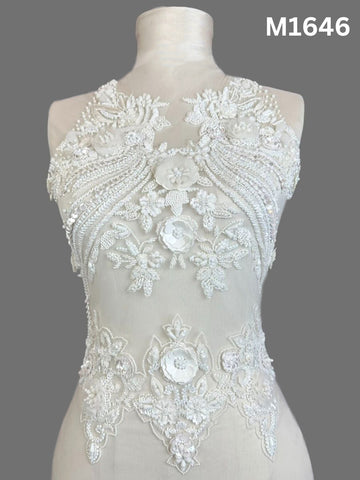 #M1646 Ivory Floral Bridal Bustier – Beaded with Sequins, Beads, and Crystals for a Luxe, Elegant Wedding Look