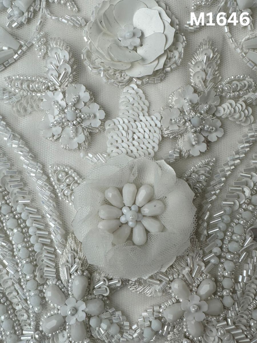 #M1646 Ivory Floral Bridal Bustier – Beaded with Sequins, Beads, and Crystals for a Luxe, Elegant Wedding Look