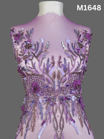 #M1648 Exquisite Hand-Beaded Bustier – Intricate Floral Design Embellished with Appliqués, Crystals, Beads, and Sequins for High-End Couture and Statement Occasions