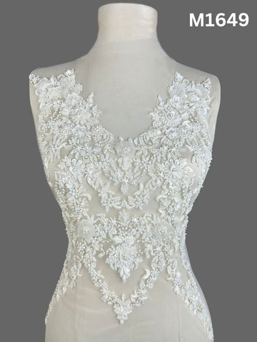 #M1649 Elegant Hand-Beaded Bustier – Intricate Floral Design Embellished with Appliqués, Pearls, Crystals, Beads, and Sequins