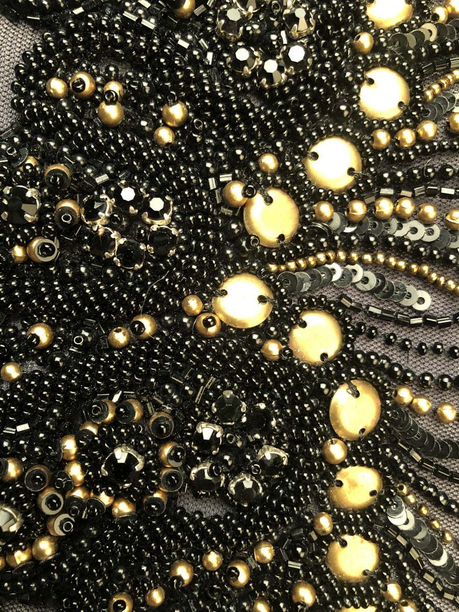 #M0670 Magical Mosaic: Hand-Embellished Motif Applique with Vibrant Beads and Glittering Sequins