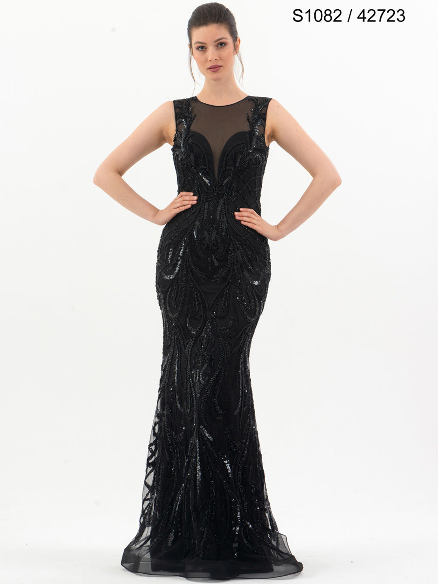 #S1082-42723 Dazzling Elegance: Hand-Beaded Couture Sleeveless Gown