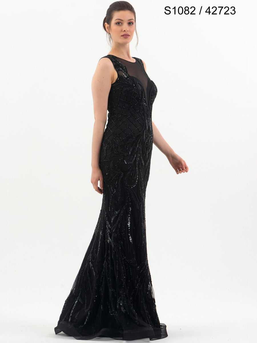 #S1082-42723 Dazzling Elegance: Hand-Beaded Couture Sleeveless Gown