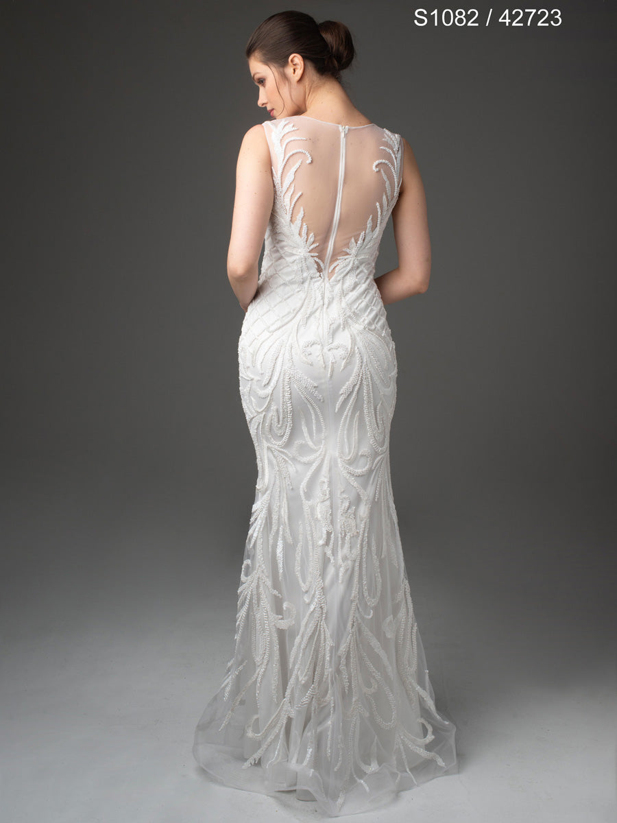 #S1082-42723 Dazzling Elegance: Hand-Beaded Couture Sleeveless Gown