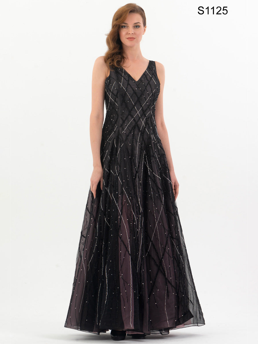 #S1125 Sparkling Splendor: Exquisite Hand-Beaded A-line Gown
