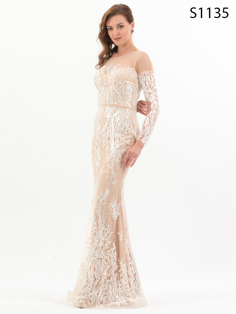 #S1135 Exquisite Hand-Beaded Embroidered Couture Gown