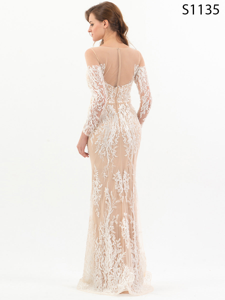 #S1135 Exquisite Hand-Beaded Embroidered Couture Gown