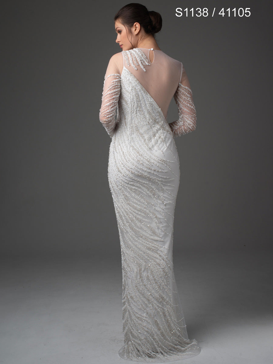 #S1138-41105 Couture Dreams: Illusion Neckline Beaded Gown
