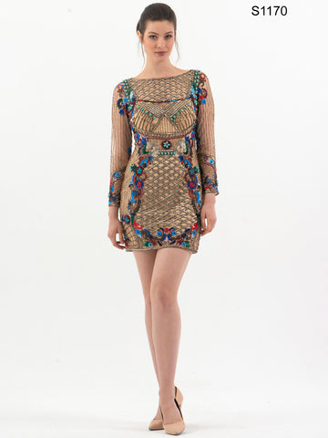 #S1170 Glamour Unleashed: Hand-Beaded Couture Mini Dress