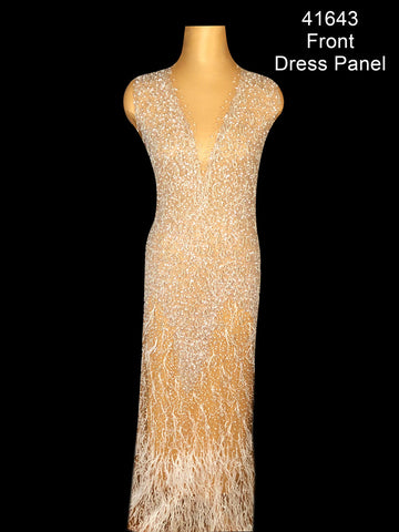 #41643 Dazzling Mirage: Hand-Beaded Dress Panel Evoking Illusions with Beads, Pearls and Shining Sequins