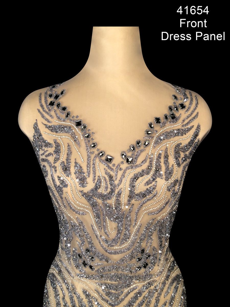 #41654 Artisanal Essence: Hand-Beaded Dress Panel Showcasing Handcrafted Beads and Shimmering Sequins