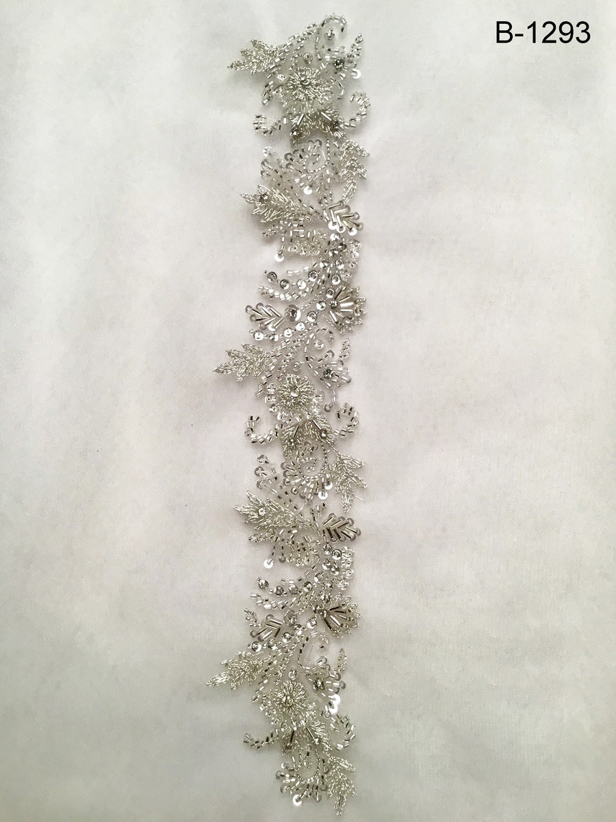 #B1293 Sparkling Symphony: Luxurious Hand-Beaded Trim with Beads, Sequins, and Rhinestones