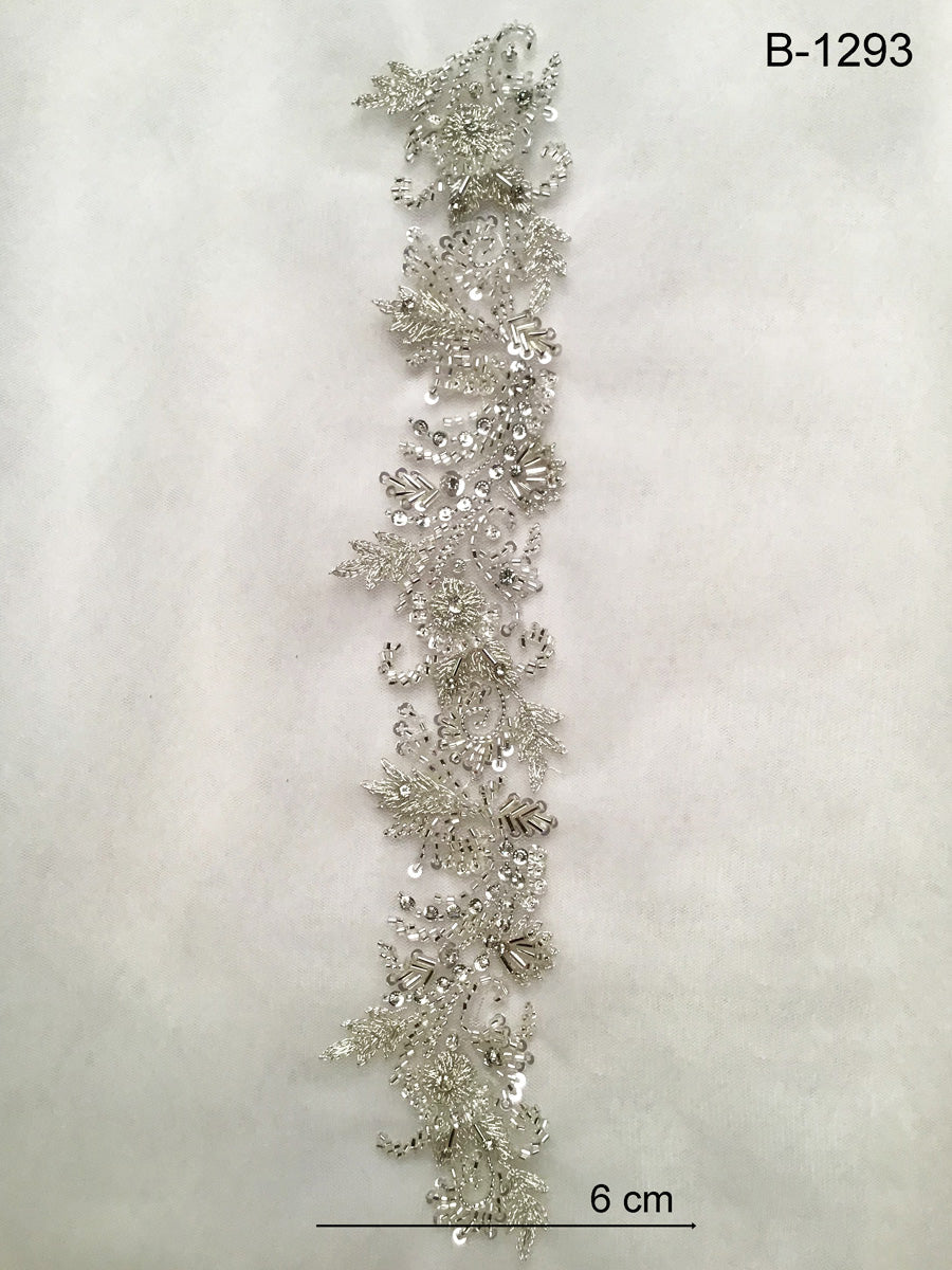 #B1293 Sparkling Symphony: Luxurious Hand-Beaded Trim with Beads, Sequins, and Rhinestones