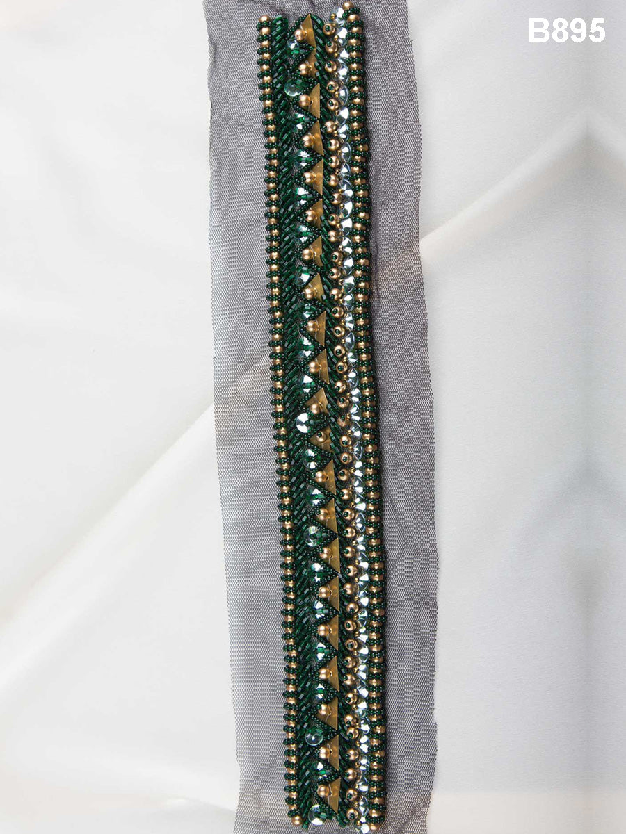 #B0895 Whispering Whispers: Delicate Hand-Beaded Trim with Beads, Sequins, and Rhinestones