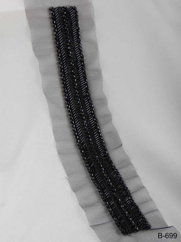 #B0699 Handcrafted Beaded Trim with Sequins in a Striking Geometric Design