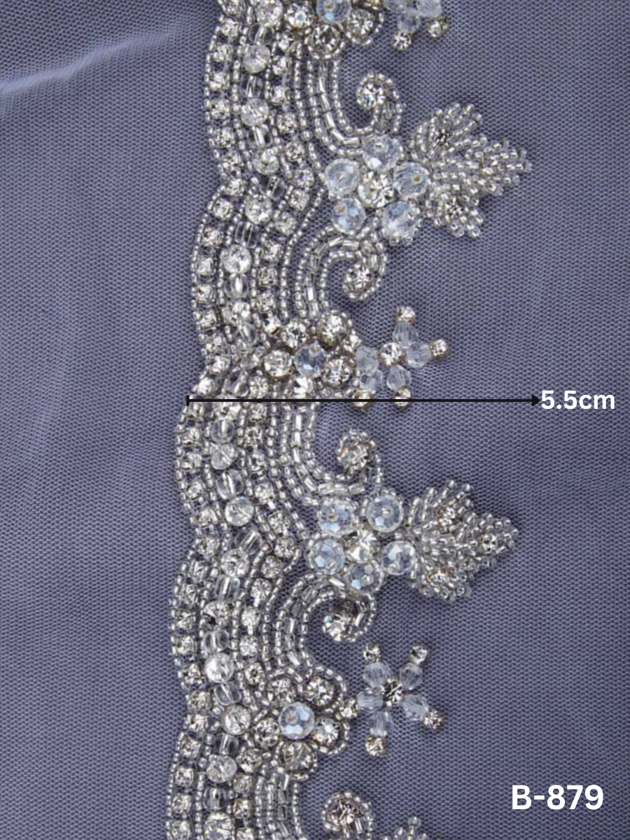 #B0879 Sparkling Beaded Trim with Sequins in Modern Floral Design