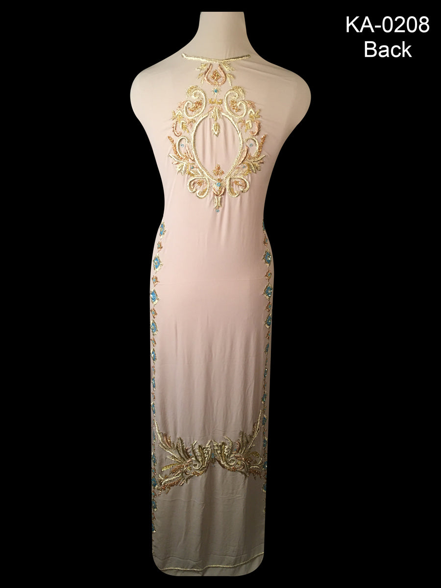 #KA0208 Elegant Hand-Beaded Kaftan Panel with Intricate Kasab Embroidery in Delicate Floral Motif