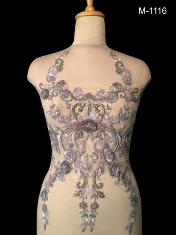 #M1116 Artistry in Motion: Hand-Beaded Bustier with Intricate Beads, Sequins, Threadwork, Pearls and Rhinestones