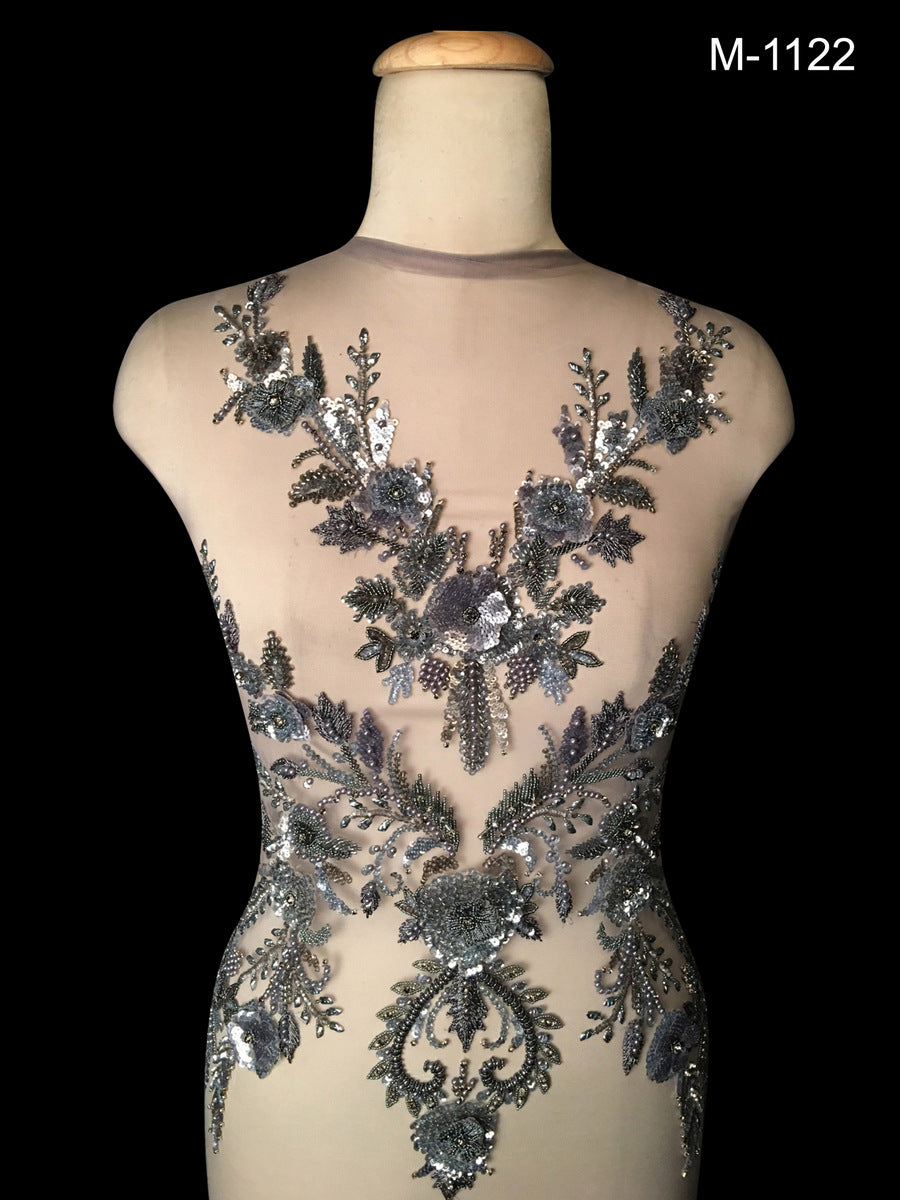 #M1122 Spectacular Shimmer: Hand-Beaded Bustier Enhanced with Beads, Sequins, Threadwork, Pearls and Rhinestones