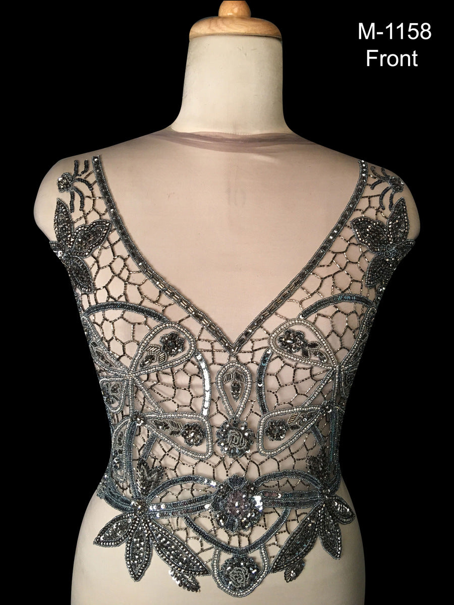 #M1158 Vintage Opulence Hand Beaded Bustier: Exquisite Beadwork and Sequins Evoking the Glamour of Bygone Eras
