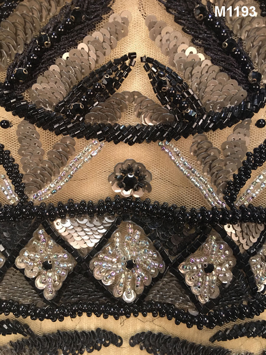 #M1193 Dazzling Night Sky Hand Beaded Bustier: A Mesmerizing Tapestry of Beads and Sequins for a Stellar Look