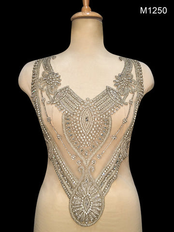 #M1250 Elevate Your Style: Hand-Beaded Bustier with Beads, and Glistening Rhinestones