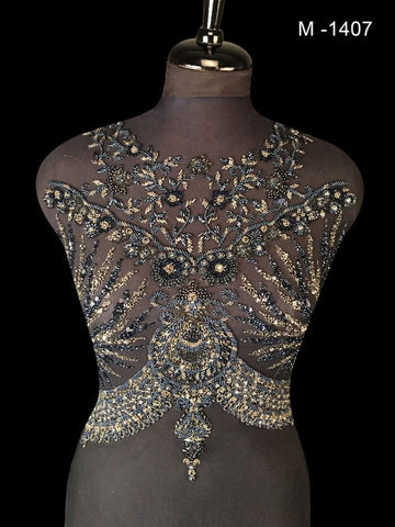 #M1407 Exquisite Embellishments: Hand-Beaded Bustier with Beads, Sequins, and Sparkling Rhinestones